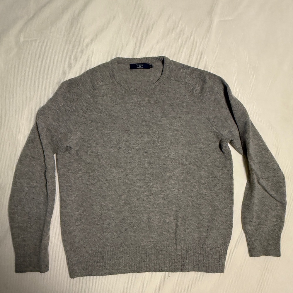 J. Crew Men's Lambs Wool Light Gray Crewneck Sweater